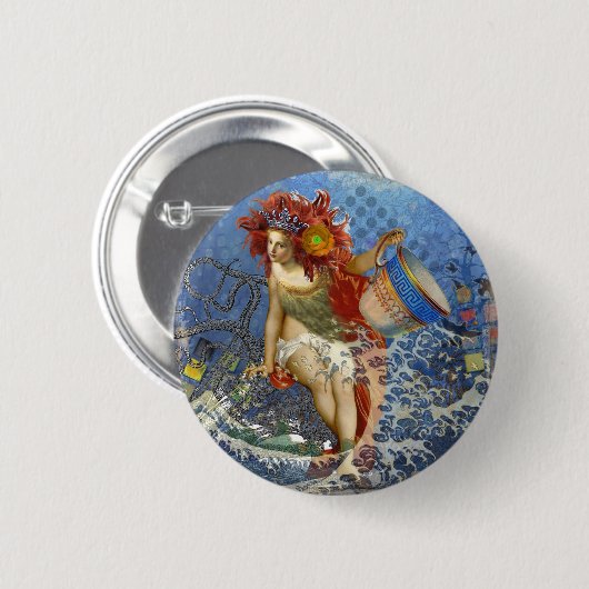 Aquarius Mermaid Gothic Blue Art Ronde Button 5,7 Cm (Voorkant /achterkant)