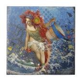 Aquarius Mermaid Gothic Blue Art Tegeltje (Voorkant)