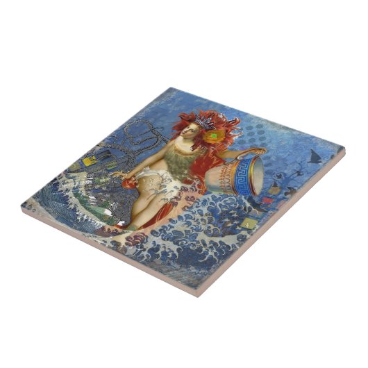 Aquarius Mermaid Gothic Blue Art Tegeltje (Zijkant)