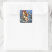 Aquarius Mermaid Gothic Blue Art Vierkante Sticker (Tas)