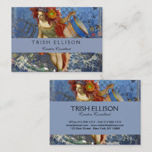 Aquarius Mermaid Gothic Blue Art Visitekaartje