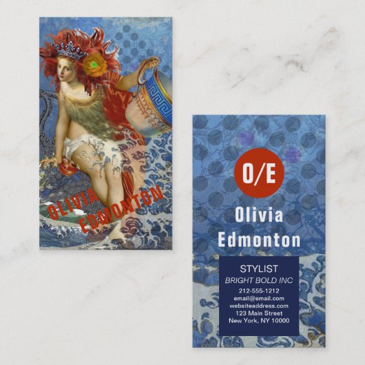 Aquarius Mermaid Gothic Blue Art Visitekaartje (Voorkant / Achterkant)