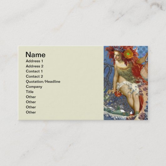 Aquarius Mermaid Gothic Blue Art Visitekaartje (Voorkant)