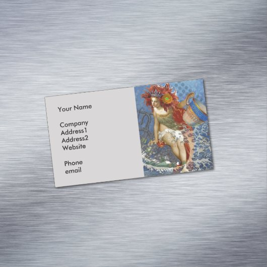 Aquarius Mermaid Gothic Blue Art Visitekaartje Magneet (Voorbeeld)