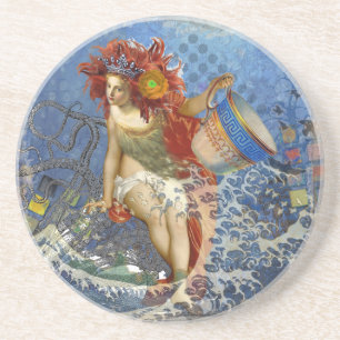 Aquarius Mermaid Gothic Blue Art Zandsteen Onderzetter