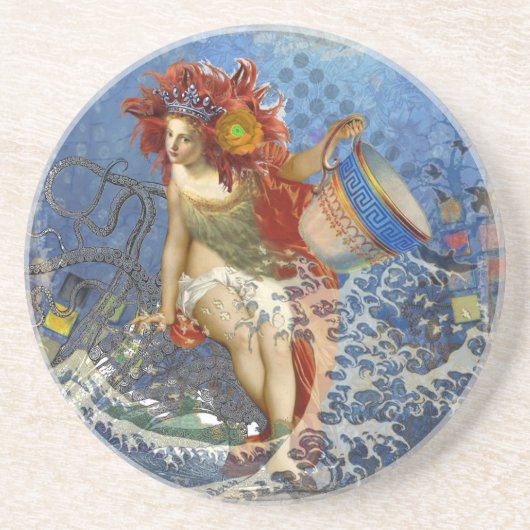 Aquarius Mermaid Gothic Blue Art Zandsteen Onderzetter (Voorkant)