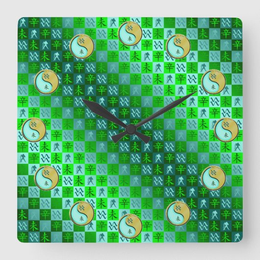 Aquarius & Metal Goat Vierkante Klok (Voorkant)