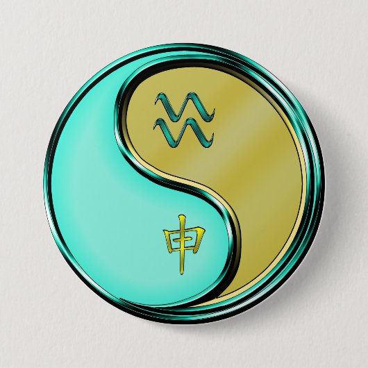 Aquarius & Metal Monkey Ronde Button 7,6 Cm (Voorkant)