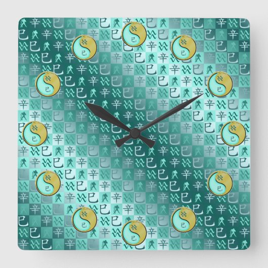 Aquarius & Metal Snake Vierkante Klok (Voorkant)