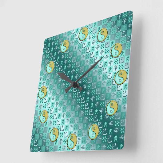 Aquarius & Metal Snake Vierkante Klok (Hoek)