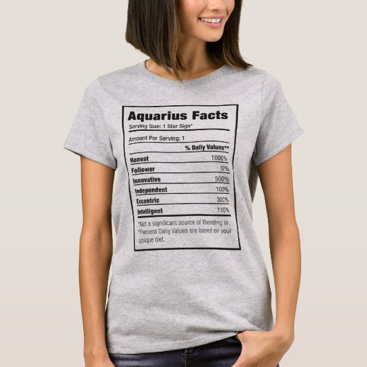 Aquarius Nutrition Fact Zodiac T-Shirt (Voorkant)