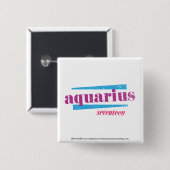 Aquarius Paars Vierkante Button 5,1 Cm (Voorkant /achterkant)