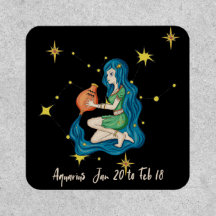 Aquarius Patch met vrouw en sterren op zwart