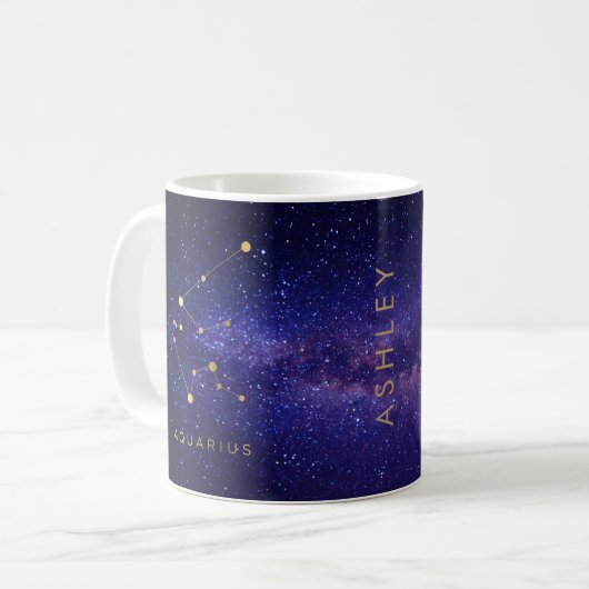 Aquarius Personalized Mug Birthday Gift Koffiemok (Voorkant links)