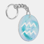 Aquarius Personalized Waterverf Zodiac Sign Sleutelhanger (Voorkant Links)