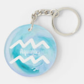 Aquarius Personalized Waterverf Zodiac Sign Sleutelhanger (Achterkant)