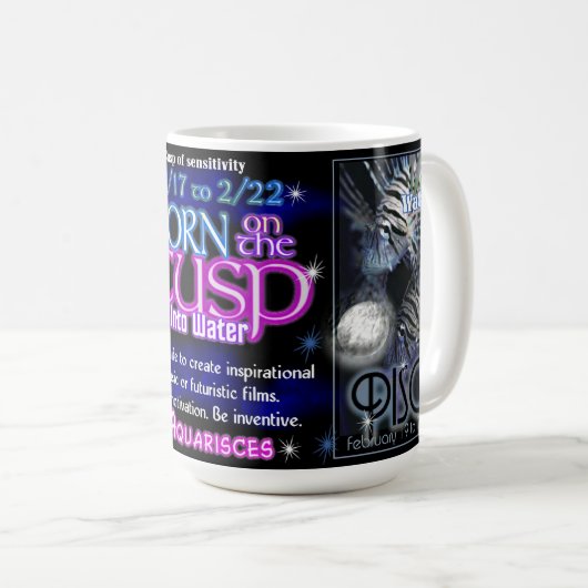 Aquarius Pisces Zodiac cusp 15 oz mok (Voorkant rechts)