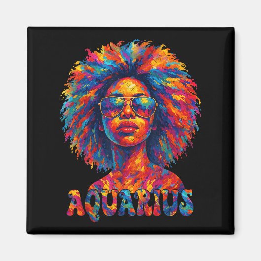 Aquarius Queen Afro Art Afro-Amerikaanse Vrouwen Z Magneet (Voorkant)