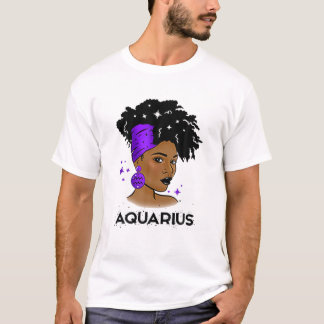 Aquarius Queen Afro Melanin Girl T-shirt