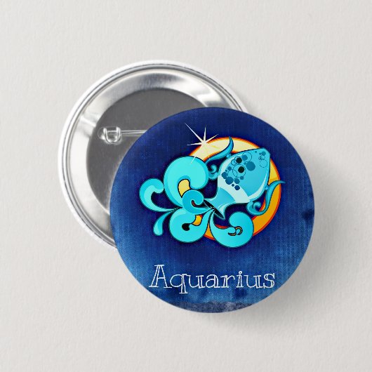 Aquarius Ronde Button 5,7 Cm (Voorkant /achterkant)