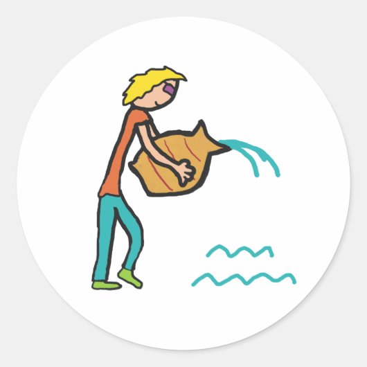 Aquarius Ronde Sticker (Voorkant)