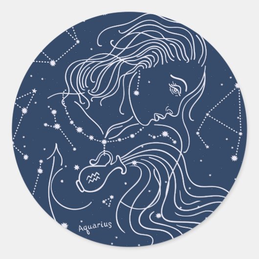 Aquarius Ronde Sticker (Voorkant)