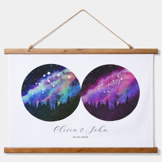 Aquarius Scorpio Personalized Couples Horoscope Hangend Wandkleed (Voorkant)
