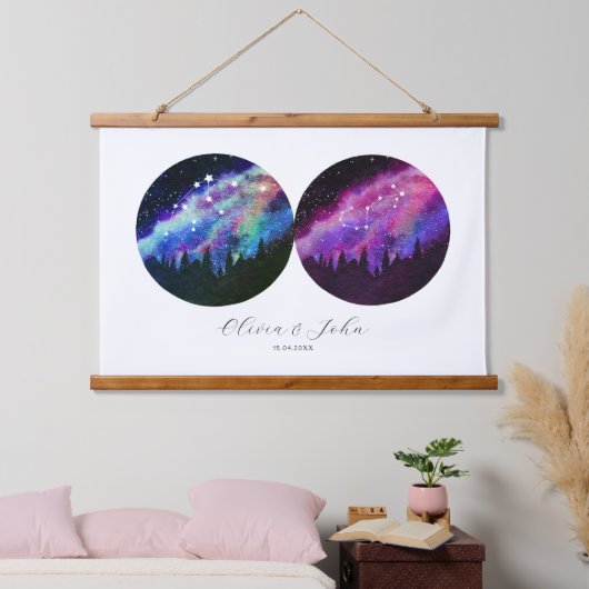 Aquarius Scorpio Personalized Couples Horoscope Hangend Wandkleed (Slaapkamer)