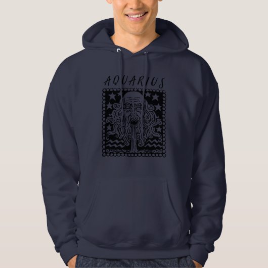 Aquarius Season Zodiac Sign Horoscope Logo Hoodie (Voorkant)