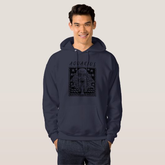 Aquarius Season Zodiac Sign Horoscope Logo Hoodie (Voorkant volledig)