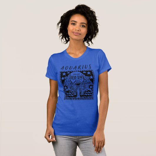 Aquarius Season Zodiac Sign Horoscope Logo T-shirt (Voorkant volledig)