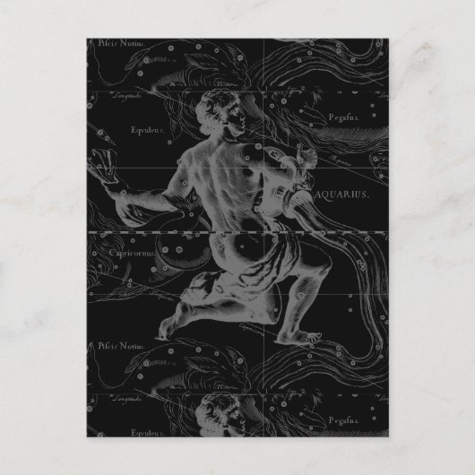 Aquarius Sign Constellation Map door Hevelius Briefkaart (Voorkant)