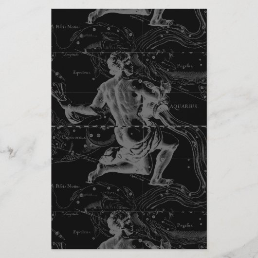 Aquarius Sign Constellation Map door Hevelius Briefpapier (Voorkant)