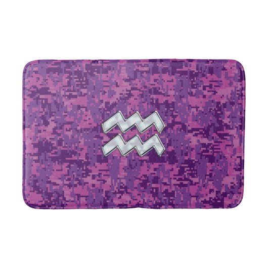 Aquarius Sign. over fuchsia roze digitale camo Badmat (Voorkant)