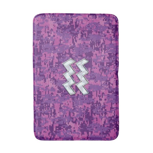 Aquarius Sign. over fuchsia roze digitale camo Badmat (Voorkant Verticaal)
