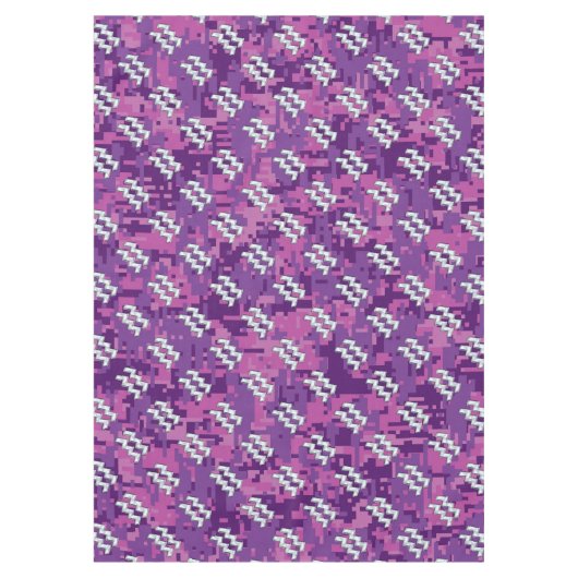 Aquarius Sign. over fuchsia roze digitale camo Tafelkleed (Voorkant)