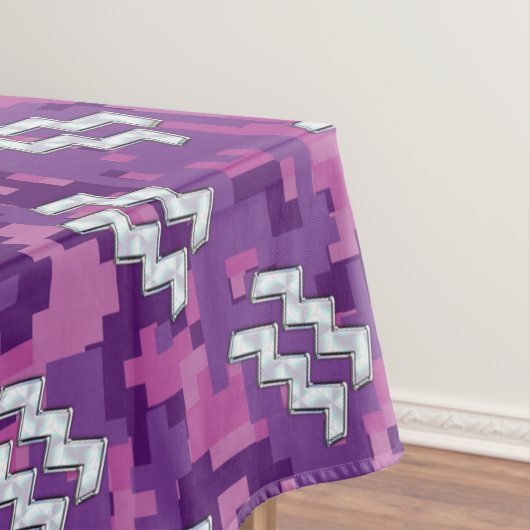 Aquarius Sign. over fuchsia roze digitale camo Tafelkleed (Voorbeeld)