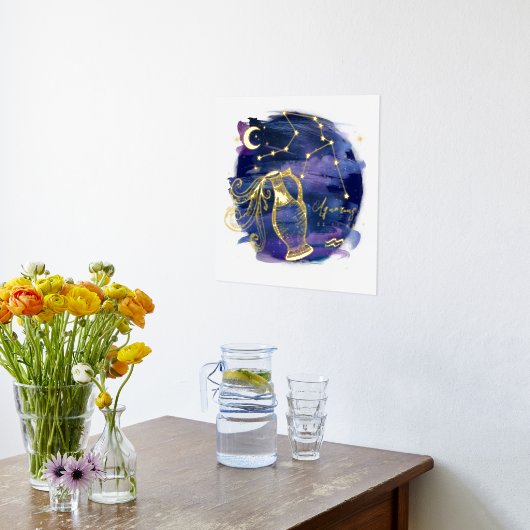 Aquarius Sign. van de Aangepaste geboortedatum van Folie Afdrukken (Laag (Keuken))