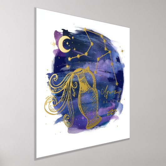 Aquarius Sign. van de Aangepaste geboortedatum van Folie Afdrukken (Laagn)
