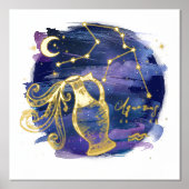 Aquarius Sign. van de Aangepaste geboortedatum van Folie Afdrukken (Voorkant)