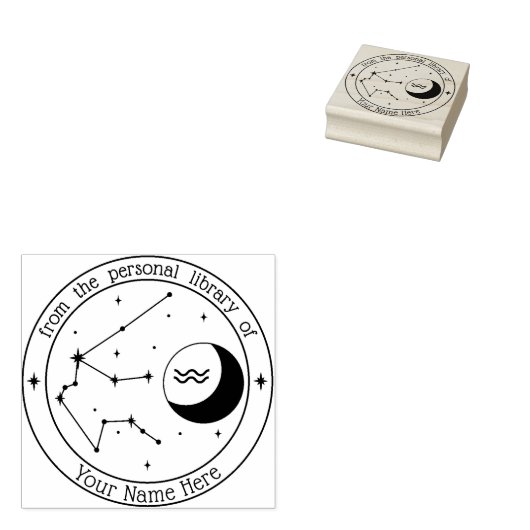 Aquarius Specialized Zodiac Book Stamp Rubberstempel (Gestempeld)