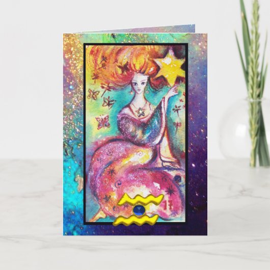 AQUARIUS, STAR TAROT ASTROLOGY ZODIAC BIRTHDAY KAART (Voorkant)