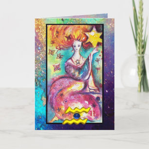 AQUARIUS, STAR TAROT ASTROLOGY ZODIAC BIRTHDAY KAART