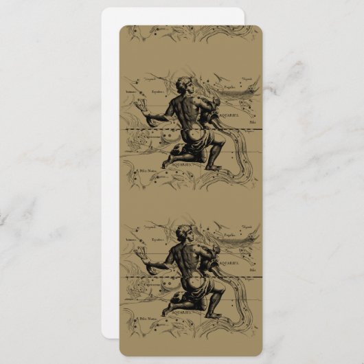 Aquarius Sterrenbeeld Kaart Hevelius 1690 op Taupe (Voorkant / Achterkant)