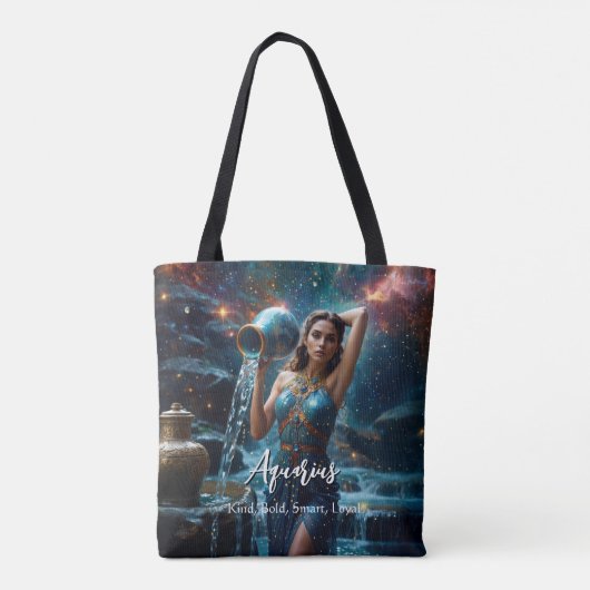 Aquarius sterrenbeeld tote bag (Achterkant)