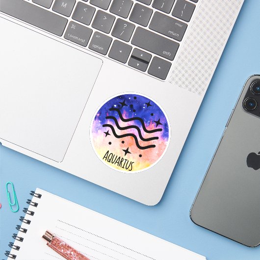 Aquarius Sticker (Laptop met iPhone)