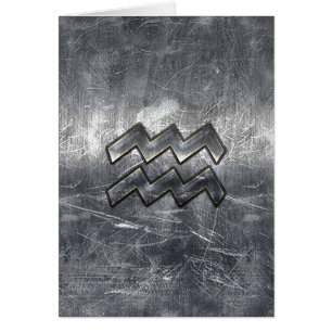 Aquarius Symbool Grunge Distress Silver Steel