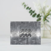 Aquarius Symbool Grunge Distress Silver Steel Briefkaart (Staand voorkant)