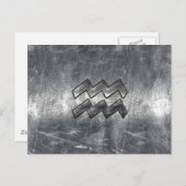 Aquarius Symbool Grunge Distress Silver Steel Briefkaart (Voorkant / Achterkant)