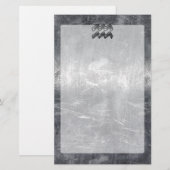Aquarius Symbool Grunge Distress Silver Steel Briefpapier (Voorkant / Achterkant)